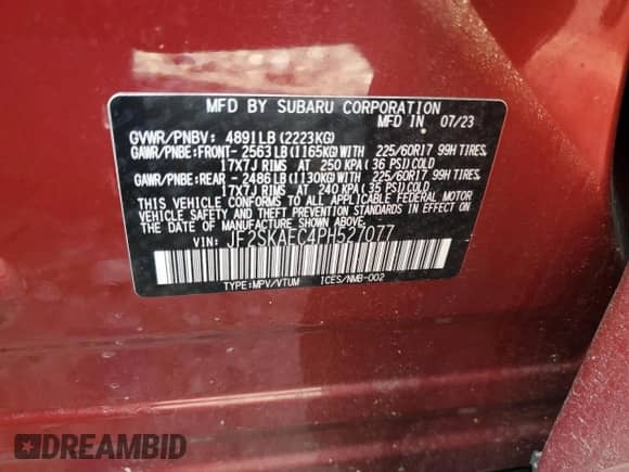 2023 Subaru Forester Premium z VIN JF2SKAEC4PH527077, wystawiony jako Copart lot #71496295 z przebiegiem 11 101 mil mil oraz Szkoda całkowita • Salvage title. Historia ofert i sprzedaży dostępna na DreamBid. Obrazek 13.