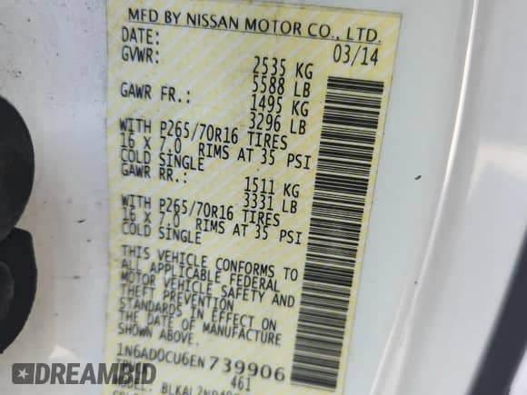 2014 Nissan Frontier SV z VIN 1N6AD0CU6EN739906, wystawiony jako Copart lot #81187025 z przebiegiem 196 481 mil mil oraz Szkoda całkowita • Salvage title. Historia ofert i sprzedaży dostępna na DreamBid. Obrazek 12.