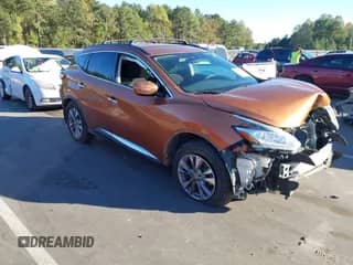 2015 Nissan Murano SL с VIN 5N1AZ2MH1FN238050, выставлен на аукционе IAAI как лот 43462923 с пробегом 117 700 миль миль и . История ставок и продаж доступна на DreamBid. Изображение 1.