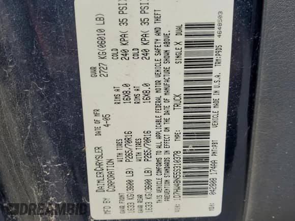 2005 Dodge Dakota SLT with VIN 1D7HW48N55S310378, listed as a Copart auction lot 80150345 with 189,862 mi miles and Salvage title. Bid and sale history available at DreamBid. Image 12.