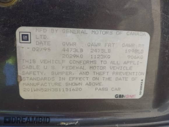1995 Chevrolet Lumina с VIN 2G1WN52M3S1151620, выставлен на аукционе IAAI как лот 42714621 с пробегом 110 003 миль миль и . История ставок и продаж доступна на DreamBid. Изображение 9.