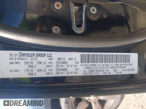 2014 Ram 1500 Express with VIN 1C6RR6FT3ES235125, listed as a IAAI auction lot 43362054 with 202,261 mi miles and . Bid and sale history available at DreamBid. Image 9.