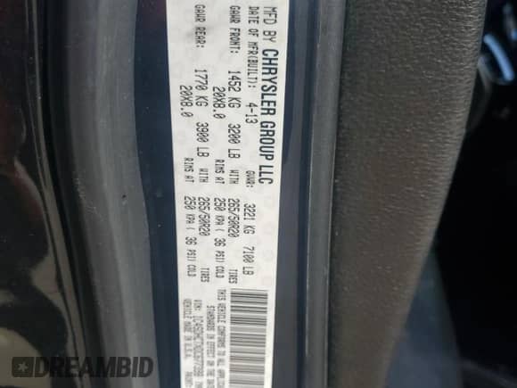 2013 Dodge Durango R/T with VIN 1C4SDHCTXDC677398, listed as a Copart auction lot 57418955 with 61,742 mi miles and Salvage title. Bid and sale history available at DreamBid. Image 12.