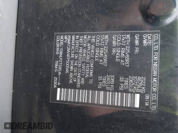 2015 Nissan Rogue SV с VIN KNMAT2MV4FP500546, выставлен на аукционе IAAI как лот 43266868 с пробегом 152 939 миль миль и . История ставок и продаж доступна на DreamBid. Изображение 9.