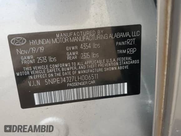 2020 Hyundai Sonata SEL Plus с VIN 5NPEJ4J27LH006511, выставлен на аукционе Copart как лот 61436445 с пробегом 14 860 миль миль и На запчасти • Non repairable. История ставок и продаж доступна на DreamBid. Изображение 12.