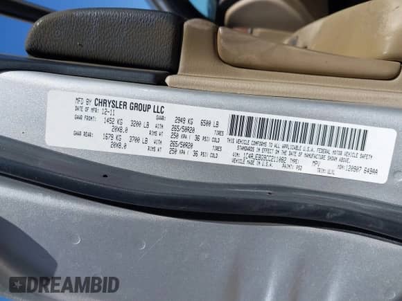 2012 Jeep Grand Cherokee Limited z VIN 1C4RJEBG9CC211082, wystawiony jako IAAI lot #42694437 z przebiegiem 149 205 mil mil oraz . Historia ofert i sprzedaży dostępna na DreamBid. Obrazek 9.