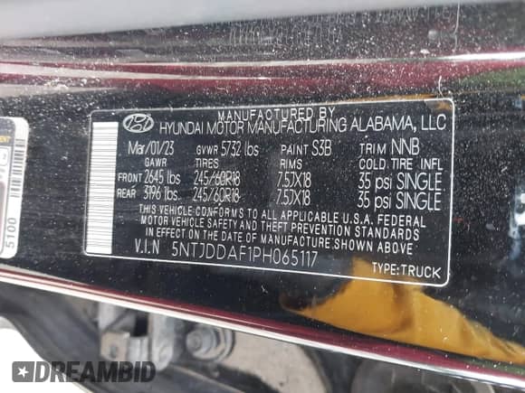 2023 Hyundai Santa Cruz SEL Premium with VIN 5NTJDDAF1PH065117, listed as a IAAI auction lot 42772964 with 9,626 mi miles and . Bid and sale history available at DreamBid. Image 9.