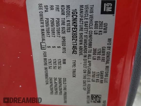 2013 Chevrolet Silverado 1500 Work Truck z VIN 1GCNKPEX8DZ174642, wystawiony jako Copart lot #61579325 z przebiegiem 196 008 mil mil oraz Szkoda całkowita • Salvage title. Historia ofert i sprzedaży dostępna na DreamBid. Obrazek 12.