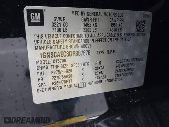 2016 Chevrolet Tahoe LS с VIN 1GNSCAEC8GR387676, выставлен на аукционе IAAI как лот 41774142 с пробегом 36 695 миль миль и . История ставок и продаж доступна на DreamBid. Изображение 9.