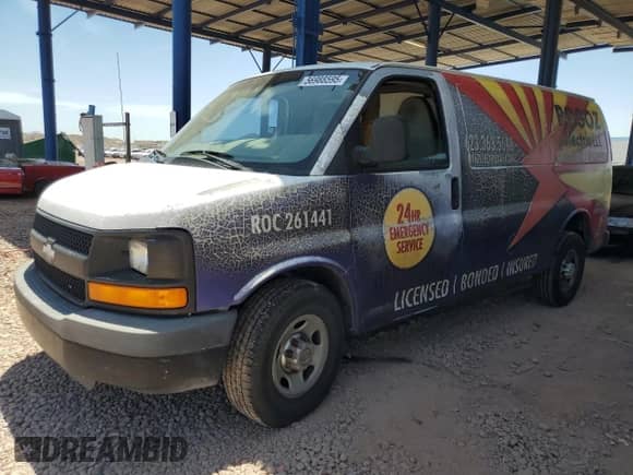 2011 Chevrolet Express Cargo с VIN 1GCWGFCA7B1154750, выставлен на аукционе Copart как лот 56988595 с пробегом 258 974 миль миль и Списание • Salvage title. История ставок и продаж доступна на DreamBid. Изображение 1.