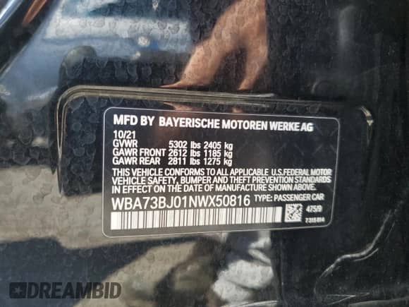 2022 BMW 5 Series 540i xDrive z VIN WBA73BJ01NWX50816, wystawiony jako Copart lot #68688985 z przebiegiem 40 328 mil mil oraz Szkoda całkowita • Salvage title. Historia ofert i sprzedaży dostępna na DreamBid. Obrazek 13.