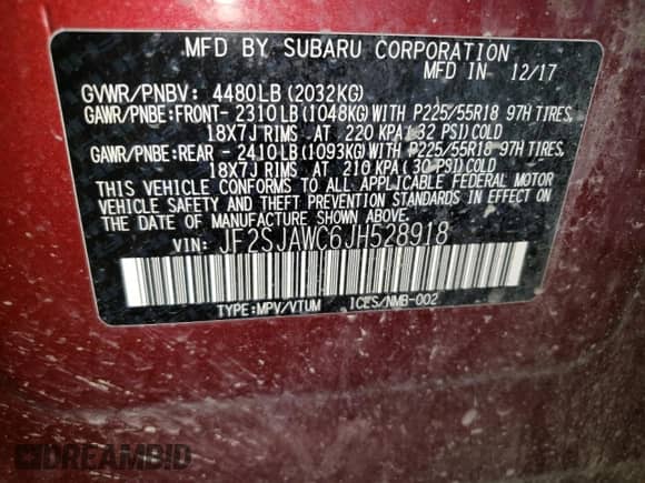 2018 Subaru Forester Touring with VIN JF2SJAWC6JH528918, listed as a Copart auction lot 68032335 with 66,025 mi miles and Salvage title. Bid and sale history available at DreamBid. Image 13.