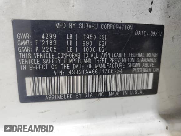 2018 Subaru Impreza с VIN 4S3GTAA66J1706254, выставлен на аукционе Copart как лот 68743615 с пробегом 119 287 миль миль и Чистый • Clean title. История ставок и продаж доступна на DreamBid. Изображение 12.