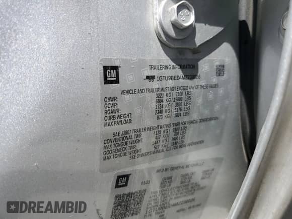 2021 GMC Sierra 1500 SLE с VIN 1GTU9BED4MZ230026, выставлен на аукционе Copart как лот 52756805 с пробегом 98 416 миль миль и Списание • Salvage title. История ставок и продаж доступна на DreamBid. Изображение 12.