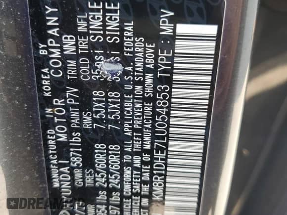 2020 Hyundai Palisade SE z VIN KM8R1DHE7LU054853, wystawiony jako Copart lot #60425045 z przebiegiem 86 726 mil mil oraz Szkoda całkowita • Salvage title. Historia ofert i sprzedaży dostępna na DreamBid. Obrazek 13.