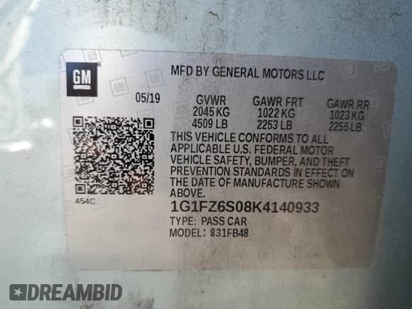 2019 Chevrolet Bolt EV Premier z VIN 1G1FZ6S08K4140933, wystawiony jako Copart lot #81709515 z przebiegiem 89 085 mil mil oraz Szkoda całkowita • Salvage title. Historia ofert i sprzedaży dostępna na DreamBid. Obrazek 12.