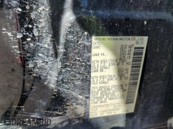 2015 Nissan Frontier SV with VIN 1N6AD0EV2FN757973, listed as a Copart auction lot 80946775 with 115,821 mi miles and Salvage title. Bid and sale history available at DreamBid. Image 13.