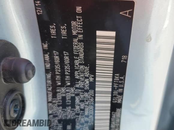 2015 Toyota Sienna L with VIN 5TDZK3DC6FS567200, listed as a Copart auction lot 81383875 with 110,786 mi miles and Salvage title. Bid and sale history available at DreamBid. Image 13.