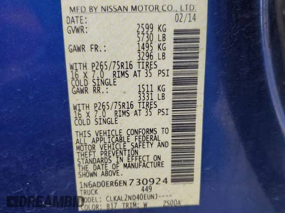 2014 Nissan Frontier Desert Runner z VIN 1N6AD0ER6EN730924, wystawiony jako Copart lot #54359925 z przebiegiem 147 891 mil mil oraz Szkoda całkowita • Salvage title. Historia ofert i sprzedaży dostępna na DreamBid. Obrazek 12.