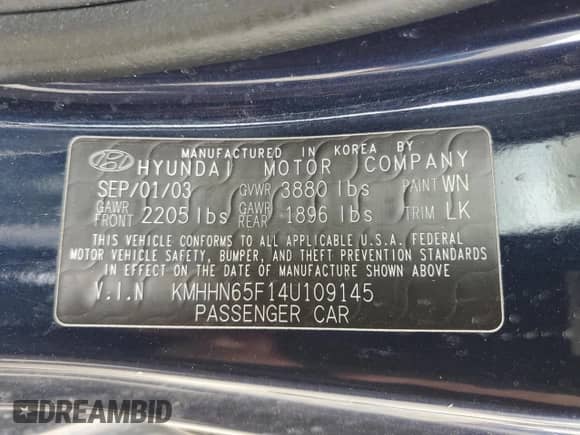 2004 Hyundai Tiburon GT с VIN KMHHN65F14U109145, выставлен на аукционе Copart как лот 51117385 с пробегом Не указан миль и Списание • Salvage title. История ставок и продаж доступна на DreamBid. Изображение 13.