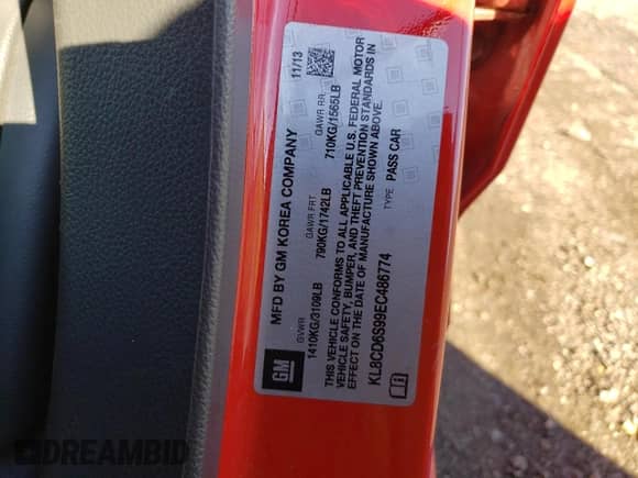 2014 Chevrolet Spark LT with VIN KL8CD6S99EC486774, listed as a Copart auction lot 87101235 with 136,601 mi miles and Clean title. Bid and sale history available at DreamBid. Image 12.