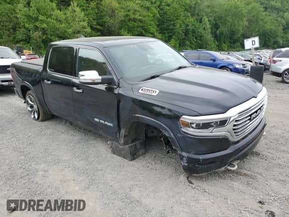 2020 Ram 1500 Longhorn with VIN 1C6SRFKTXLN203355, listed as a Copart auction lot 54517595 with 109,728 mi miles and Salvage title. Bid and sale history available at DreamBid. Image 4.