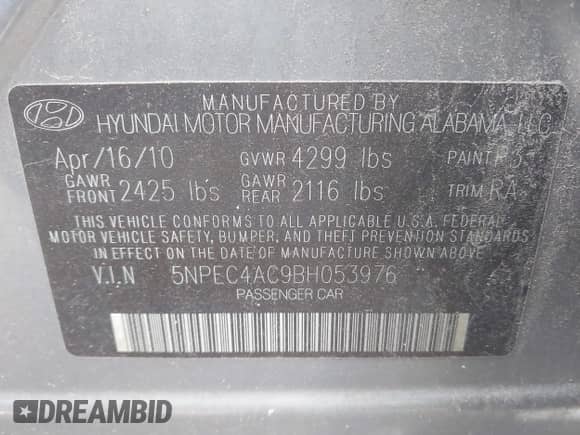 2011 Hyundai Sonata Limited с VIN 5NPEC4AC9BH053976, выставлен на аукционе IAAI как лот 43570888 с пробегом 80 438 миль миль и . История ставок и продаж доступна на DreamBid. Изображение 9.