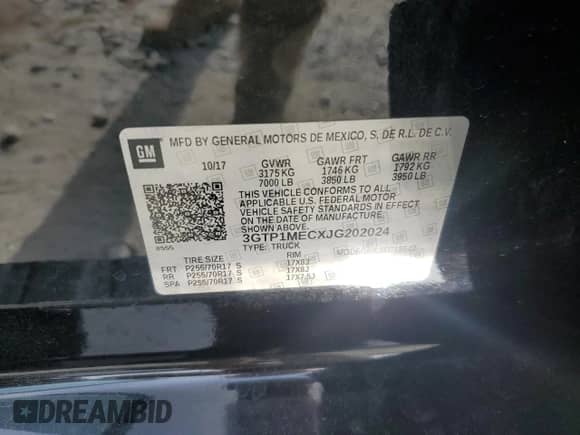 2018 GMC Sierra 1500 SLE с VIN 3GTP1MECXJG202024, выставлен на аукционе Copart как лот 55147965 с пробегом 141 370 миль миль и Списание • Salvage title. История ставок и продаж доступна на DreamBid. Изображение 12.