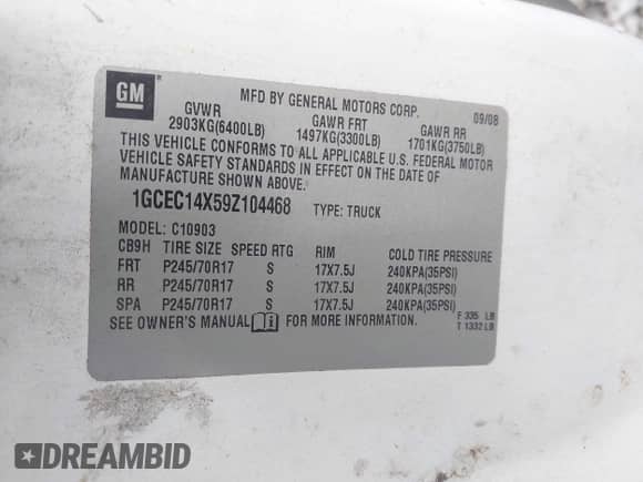 2009 Chevrolet Silverado 1500 Work Truck с VIN 1GCEC14X59Z104468, выставлен на аукционе IAAI как лот 43539287 с пробегом 329 524 миль миль и . История ставок и продаж доступна на DreamBid. Изображение 9.