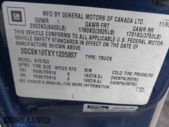 2000 Chevrolet Silverado 1500 LT с VIN 2GCEK19TXY1205957, выставлен на аукционе IAAI как лот 43394018 с пробегом Не указан миль и . История ставок и продаж доступна на DreamBid. Изображение 9.