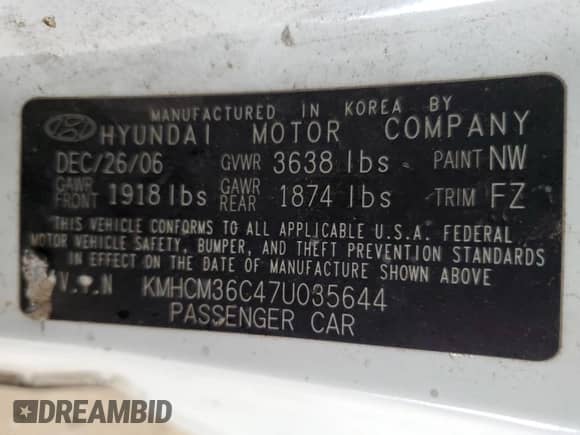 2007 Hyundai Accent GS с VIN KMHCM36C47U035644, выставлен на аукционе Copart как лот 70572595 с пробегом 186 639 миль миль и Списание • Salvage title. История ставок и продаж доступна на DreamBid. Изображение 12.