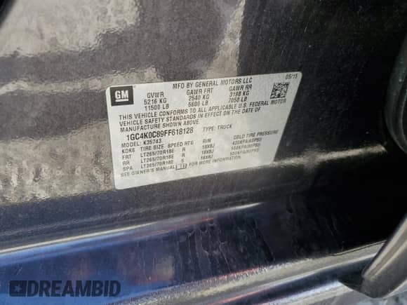 2015 Chevrolet Silverado 3500HD LTZ с VIN 1GC4K0C89FF618128, выставлен на аукционе Copart как лот 81877625 с пробегом 144 144 миль миль и Списание • Salvage title. История ставок и продаж доступна на DreamBid. Изображение 12.