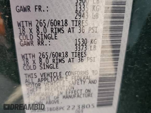 2023 Nissan Pathfinder Rock Creek with VIN 5N1DR3BD8PC223805, listed as a Copart auction lot 53930105 with 65,760 mi miles and Clean title. Bid and sale history available at DreamBid. Image 13.