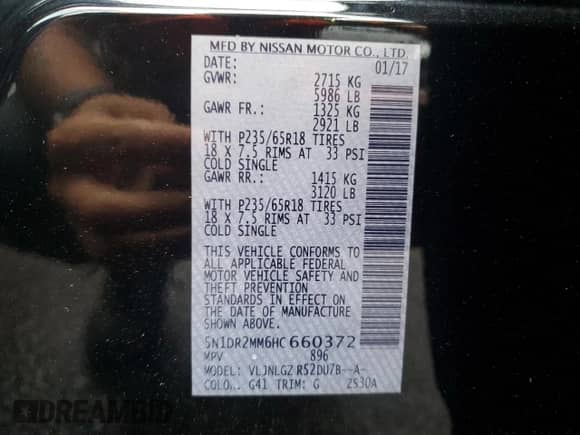 2017 Nissan Pathfinder SL z VIN 5N1DR2MM6HC660372, wystawiony jako Copart lot #82025695 z przebiegiem 111 363 mil mil oraz Szkoda całkowita • Salvage title. Historia ofert i sprzedaży dostępna na DreamBid. Obrazek 14.