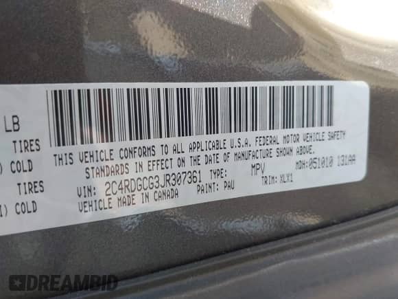 2018 Dodge Grand Caravan SXT с VIN 2C4RDGCG3JR307361, выставлен на аукционе IAAI как лот 43350728 с пробегом 99 469 миль миль и . История ставок и продаж доступна на DreamBid. Изображение 9.