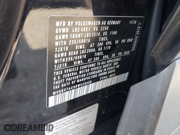 2011 Volkswagen Tiguan S с VIN WVGBV7AX8BW528458, выставлен на аукционе Copart как лот 64525925 с пробегом 147 488 миль миль и Списание • Salvage title. История ставок и продаж доступна на DreamBid. Изображение 13.