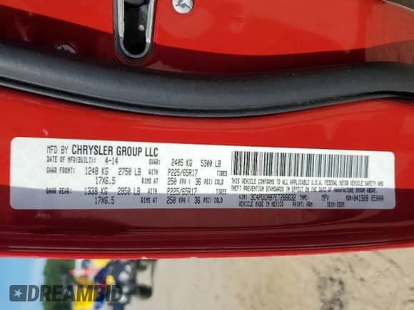 2014 Dodge Journey SE с VIN 3C4PDCAB7ET266632, выставлен на аукционе Copart как лот 70348955 с пробегом 148 072 миль миль и Списание • Salvage title. История ставок и продаж доступна на DreamBid. Изображение 14.