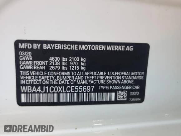 2020 BMW 4 Series 430i с VIN WBA4J1C0XLCE55697, выставлен на аукционе Copart как лот 60810155 с пробегом 69 688 миль миль и Чистый • Clean title. История ставок и продаж доступна на DreamBid. Изображение 13.