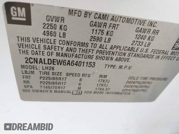 2010 Chevrolet Equinox 1LT z VIN 2CNALDEW6A6401153, wystawiony jako IAAI lot #43110321 z przebiegiem 163 730 mil mil oraz . Historia ofert i sprzedaży dostępna na DreamBid. Obrazek 9.