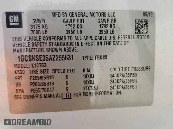 2010 Chevrolet Silverado 1500 LT with VIN 1GCSKSE35AZ255631, listed as a Copart auction lot 84522075 with 127,750 mi miles and Salvage title. Bid and sale history available at DreamBid. Image 12.