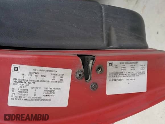 2000 Chevrolet Cavalier с VIN 1G1JC1246Y7304771, выставлен на аукционе Copart как лот 53703215 с пробегом Не указан миль и Списание • Salvage title. История ставок и продаж доступна на DreamBid. Изображение 12.