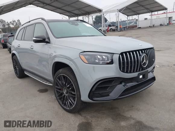 2025 Mercedes-Benz GLS 63 AMG z VIN 4JGFF8KE6SB283152, wystawiony jako IAAI lot #42417677 z przebiegiem 6 445 mil mil oraz . Historia ofert i sprzedaży dostępna na DreamBid. Obrazek 1.