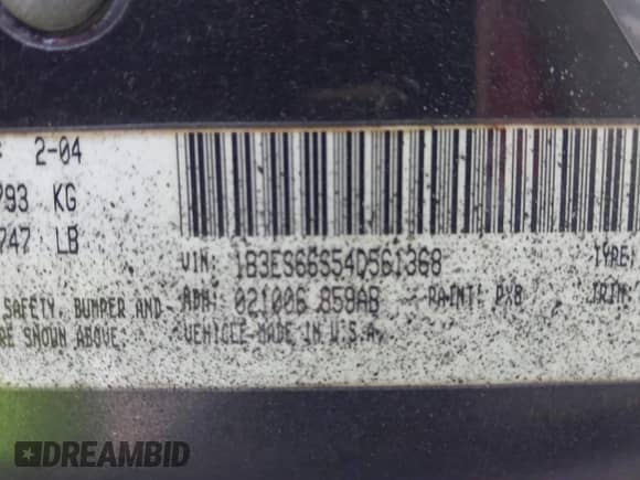 2004 Dodge Neon SRT-4 z VIN 1B3ES66S54D561368, wystawiony jako IAAI lot #42495508 z przebiegiem 136 231 mil mil oraz . Historia ofert i sprzedaży dostępna na DreamBid. Obrazek 9.