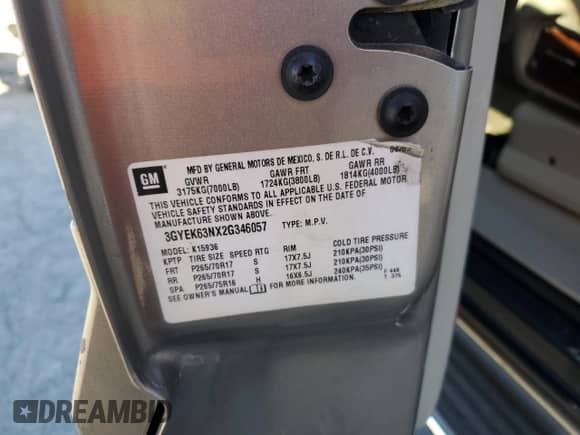 2002 Cadillac Escalade EXT with VIN 3GYEK63NX2G346057, listed as a Copart auction lot 42330535 with 273,348 mi miles and Salvage title. Bid and sale history available at DreamBid. Image 15.