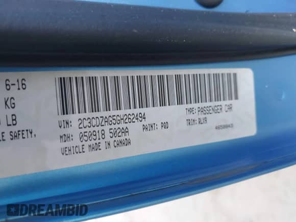 2016 Dodge Challenger SXT with VIN 2C3CDZAG5GH262494, listed as a IAAI auction lot 43319324 with 67,926 mi miles and . Bid and sale history available at DreamBid. Image 9.