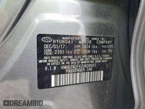 2018 Hyundai Elantra SE z VIN KMHD74LFXJU608991, wystawiony jako Copart lot #64775545 z przebiegiem 116 752 mil mil oraz Nie do naprawy • Non repairable. Historia ofert i sprzedaży dostępna na DreamBid. Obrazek 12.