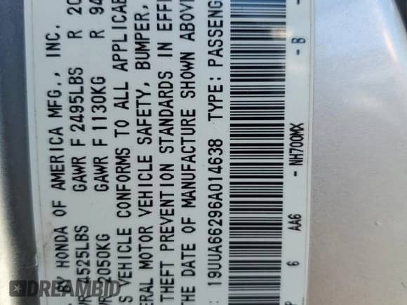 2006 Acura TL z VIN 19UUA66296A014638, wystawiony jako Copart lot #87404535 z przebiegiem 260 478 mil mil oraz Szkoda całkowita • Salvage title. Historia ofert i sprzedaży dostępna na DreamBid. Obrazek 12.