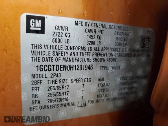 2017 Chevrolet Colorado 4WD Z71 with VIN 1GCGTDEN0H1291946, listed as a Copart auction lot 71100175 with 83,459 mi miles and Clean title. Bid and sale history available at DreamBid. Image 12.