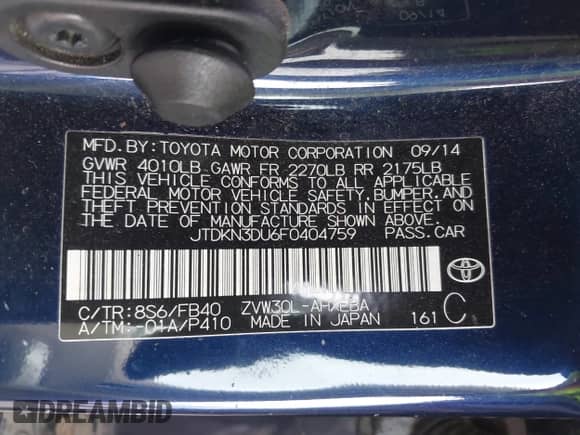 2015 Toyota Prius Four с VIN JTDKN3DU6F0404759, выставлен на аукционе IAAI как лот 41017473 с пробегом 79 005 миль миль и . История ставок и продаж доступна на DreamBid. Изображение 9.