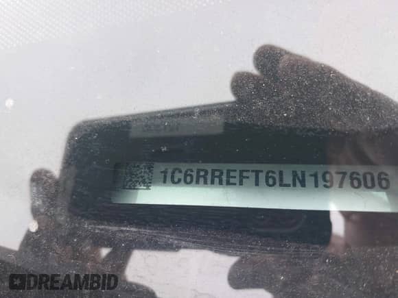 2020 Ram 1500 Lone Star with VIN 1C6RREFT6LN197606, listed as a IAAI auction lot 43335859 with 53,525 mi miles and . Bid and sale history available at DreamBid. Image 9.